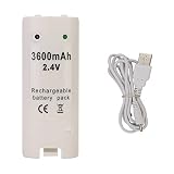 bateria wii u amazon Color blanco Batería Recargable para Mando Remote Wii Blanco Capacidad 3600mAh, Electrónica Rey®