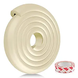 SIYANSHU Bumper Strip, 2M DIY Thicken Table Edge Guard Protectors Baby Kids Security Desk Fireplace Countertop Pre-Taped Corners Widen Strip Cushion for Room Decor (Pack of-1, Cream)