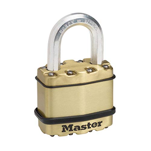 MASTER LOCK Candado Alta Seguridad [Llaves] [Acero Laminado y Acabado en Latón] [Exterior] M1BEURD - Ideal para Portales, Garages, Sótanos