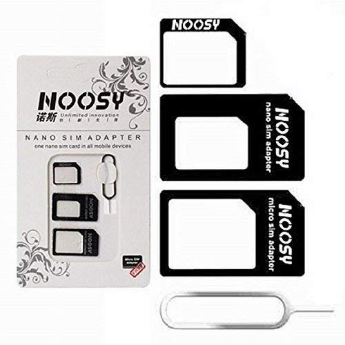 FEDUS 4 in 1 Noosy SIM Card Adapter Kit Nano, Micro,Needle for iPhone, Moto E, Nokia Pack of 1