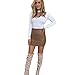 Produktbild Schlank Frauen Kleid, Sunday Damen Solid Bandge Leder Hohe Taille Bleistift Bodycon Hip Short Mini Rock (Braun, M)