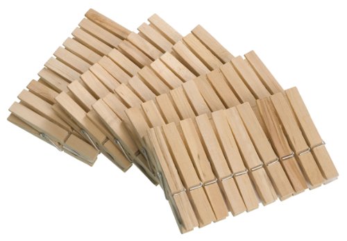 WENKO 3707501100 Wäscheklammern - 50-teilig, Holz, Braun