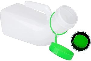 Atoke Urinals for Men with Glow Lid in The Dark,1000ml Male Urinal Pee Bottle with Spill Proof Screw Green Cap for Travel & Urine Collection