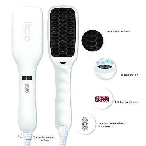 Innovative Glättbürste ikoo e-styler in Weiß mit glatten Keramik-Panels und revolutionärer Ionen Funktion gegen eine statische Aufladung der Haare inklusive 360 Grad drehbarem Kabel gegen Kabelgewirr - 7
