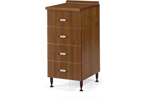 Linea Azzurra Base 40 Cassettiera Cucina Componibile Mobile con 4 Cassetti in Legno Made in Italy H85xL40xP50 cm Elegante Funzionale Facile da Montare (Noce Antico)