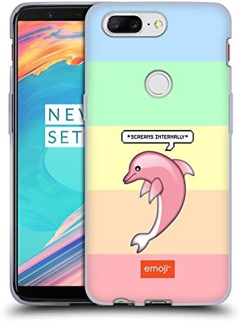 Head Case Designs Official Emoji Excited Dolphin Speech Bubbles Soft Gel Case for OnePlus 5T