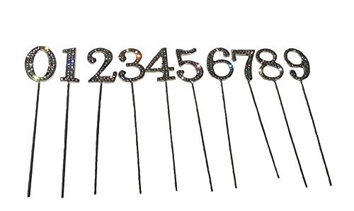 Tortenaufsatz Zahlen Nummern 0 bis 9 echte Strassteine Kuchen Aufsatz Topper Tortendeko Geburtstag Hochzeit Jubiläum Cake Topper Glitzernd Tortenverzierung Dekoration Tortenstecker