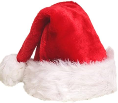 La Vogue Long Fluffy Brim Plain Red Soft Plush Felt Santa Hat