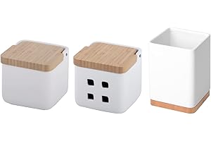 KOOK TIME Barattolo Porta Sale e Aglio con Coperchio in Bambù, Accessori da Cucina (Bianco)