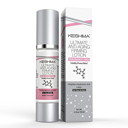 Keshima Face & Neck Firming Cream - Fragrance Free - Tightens Loose and Sagging Skin - Smooths Wrinkles and Fine Lines - 2 Oz.