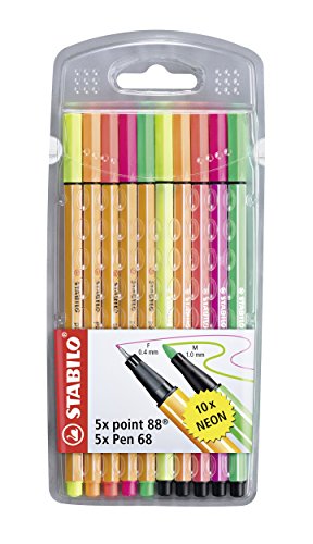 Stabilo Fineliner und Filzstifte point 88 + Pen 68 10er Pack NeonFarben)