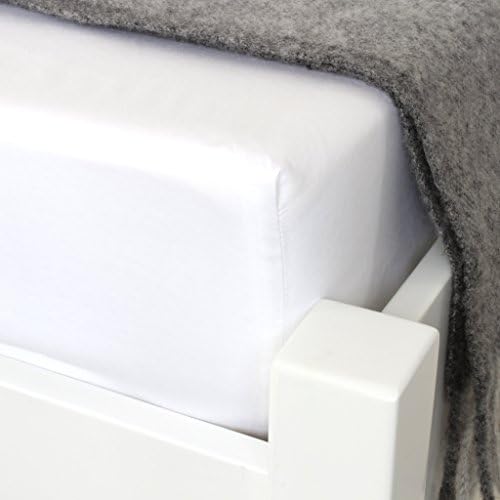 REVER STONE Sateen Deep Fitted Sheet (White, Super King)