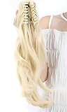 DODOING 18'' Fashion Long Claw Jaw Ponytail Big Wave Clip in Pony Tail Hair Extension Extensions Bleach Blonde