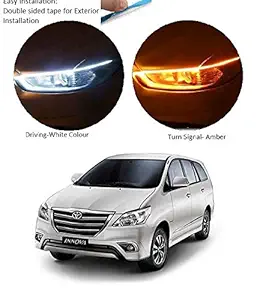 PRIKNIK Car Led Strip for Headlight White Daytime Running Light, Turn Signal Yellow/Amber Indicator Light Lamp DRL 12v (Left&Right), 24 Inches Dual Tape Compatible with Toyota Innova