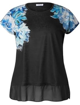 C&A Damen T-Shirt Große Größen XXL Übergröße Sommershirt Urlaub Strand geblümt blau schwarz