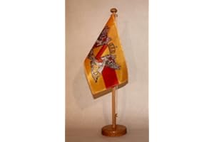 Buddel-Bini Großherzogtum Baden Tischflagge 15x25 cm in Profiqualität, wahlweise mit oder ohne 42 cm Massivholz - Tischständer