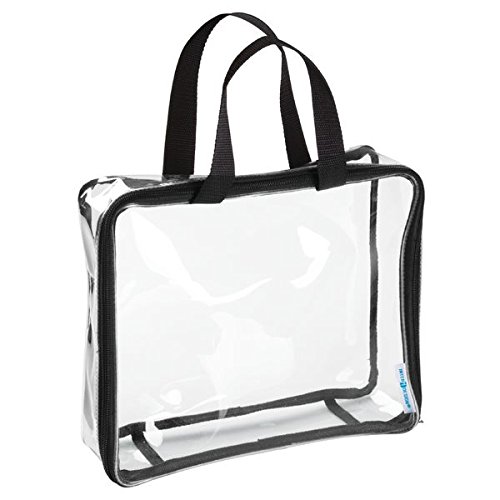 mDesign Reisetasche für Accessoires – Tasche für Strand, Pflegeprodukte oder Kosmetik – Tragetasche transparent / schwarz - 4