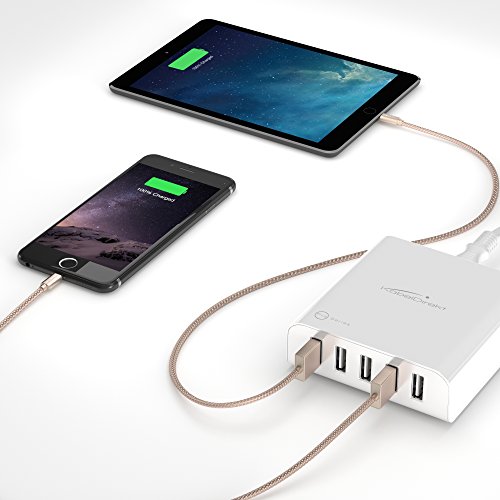 KabelDirekt 5V 8A 40W f  nffach USB Ladeger  t mit IDD Technologie  Intelligente Ger  teerkennung  - volle Kompatibilit  t zu Apple  Samsung  iOS  And