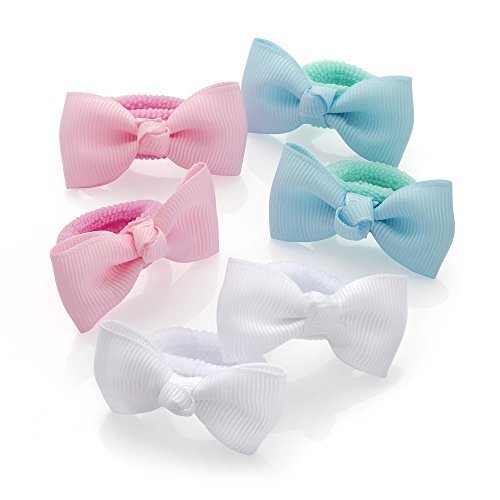 6 Girls Pink Blue White Knot Bow Mini Ponios/Hair Bands
