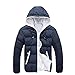 Produktbild Herren Jacke Btruely Herbst Winter Männer Slim Mantel Langarm Dicker Mantel Warm Hooded Outwear (M, Marine)