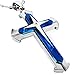 Produktbild erthome Anhänger, Herren Schmuck Kristall Strass Halskette Anhänger Edelstahl Kreuz Diamante Anhänger Halskette Kette (Blau)