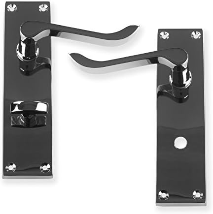Chrome Door Handles Bathroom Lock Latch Privacy Scroll New