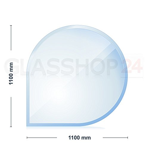 6mm Kamin Glasbodenplatte – Tropfenbogen 1100 x 1100mm – 18mm Facette // kostenloser Versand - 4