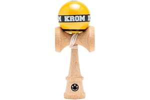 KROM Kendama MIKRO Jaune - Mini Kendama en bois de hêtre - Entièrement jouable - Format de poche - Pour débutants et professionnels