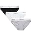 WingsLove 3er Pack Damen Sexy Low Cut Bikinislips Weich Bikini Alltags Hüftslip Panty Unterhose (Small, Schwarz/ Grau/ Weiß)