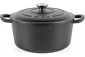 Lätt Home Cocotte Hierro Fundido Esmaltado Negra. Cocotte Redonda 26x12 CM - 4,8 L. Olla Elegante, Resistente, Especial para Inducción y Apta para todos tipo de Cocina