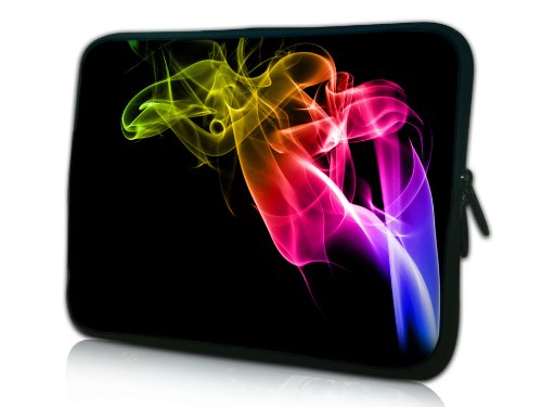 wortek Universal Notebook Tasche aus Neopren für Notebooks bis ca. 17,3 Zoll - Abstrakt Flamme Schwarz Bunt