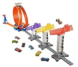 Ab 4 Jahren. Hot Wheels DJC05 Action Super Score Speedway Auto Spielbahn, Track Set mit Zubehör und 2 Starter, inkl. 1 Spielzeugauto, ab 6 Jahren
