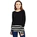 Hypernation Black and White Stripe Round Neck Thumb Insert Cotton T-shirt For Women RS.749.00