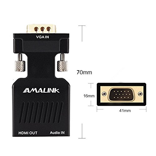 VGA a HDMI Converter-Amalink Stereo R / L Canal 5V1A VGA + Audio a HDMI Adaptador para HDTV - 2