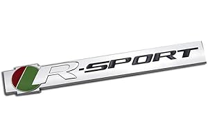 FOURING Badge 3D, autocollant avec logo S R-Sport pour carrosserie de voiture, compatible avec le symbole spécial du véhicule (R-Sports Chrome)