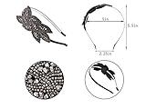 Alilang Schwarz Gunmetal Pailletten Perlen Blumenblatt Strauß Retro Flapper Blitzend Mode Haar Hauptband Haarband Haarreif - 