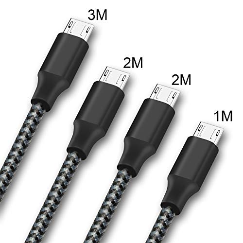  Pack de 4 C  ble Micro USB 1M 2M 2M 3M Cordking   C  ble Chargeur USB Micro USB Samsung de Cordon Nylon Tress   Connecteur en Aluminium pour Samsung 