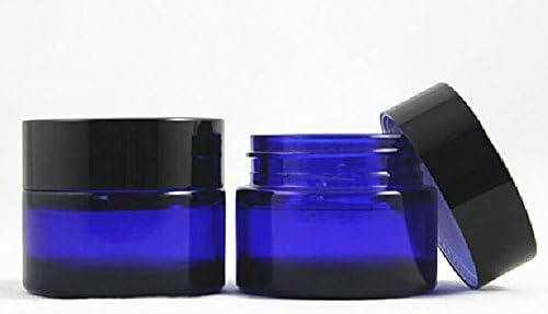 Blue Black Heavy Wall 1 oz Amber round glass jar w/Lid 4 Pk