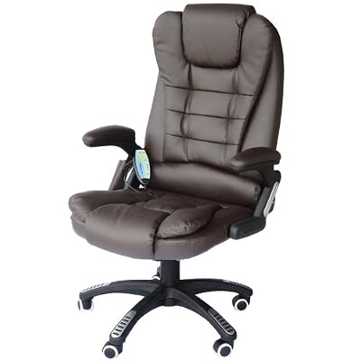 Homcom CHAISE DE BUREAU PIVOTANTE FAUTEUIL DIRECTION DE MASSAGE ÉLECTRIQUE MASSANT RELAXTION CHOCOLAT