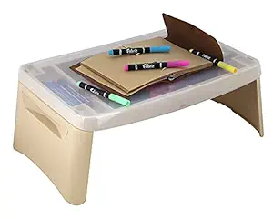 Mokshith Folding Lap Desk - Foldable Table for Work, Study, Gaming, Arts, Crafts, School - Collapsible Laptop Tray with Storage Compartment - Portable Writing Station for Kids, Adults - Multi