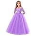 Produktbild Riou Weihnachtskleid Mädchen Prinzessin Spitzenkleid Lang Kinder Baby Leistung Formal Tutu Mini Ballkleider Abendkleid Elegant für Hochzeit Party Geburtstag Outfits Kleidung (140, Purple G)
