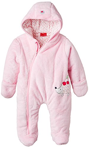 SALT AND PEPPER Baby Girls NB Jumpsuit L.Friends Plüsch Plain Hooded Long Sleeve Snowsuit, Pink (rose 802), 3-6 Months (Manufacturer size: 68)