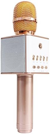 Wireless Karaoke KTV Microphone SIBORIE TF Card Bluetooth Micro SD Card Bass Treb Portable Microphone Machine for Android Apple Smartphone or PCrecording q16 (Gold)