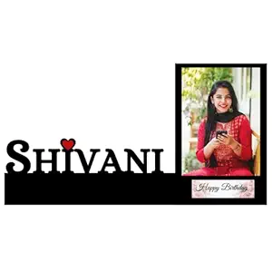 D Unique Home Decor Customized Birthday Photo Frame With Name Sign | Unique Special Birthday Gift For Everyone Wooden Name Sign With Aluminum Photo Plate (Black)