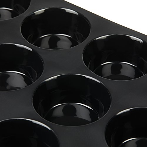 SteinBEISSER Muffin-Form aus Silikon für 12 Muffins in Standardgröße mit Antihaftbeschichtung | 33 x 25 x 3 cm | BPA frei | Muffin-Backform / Cupcake-Form / Brownie-Form / Muffin-Blech | schwarz - 4