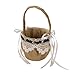 Produktbild Blumenkorb für Blumenmädchen, Jute, weiße Spitze, Schleife aus weißem Satin und weiße Perlen, für Hochzeit, Vintage, romantisch, 23 x 14 cm