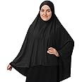 Womens Islamic Long Khimar Hijab, Ladies Soft Muslim Ehram Ihram Overhead Pull-On Top Scarf Jilbab Abaya Burqa Prayer Dress For Home, Office, Madrassa, Umrah, Hajj, Ramadan, Eid, Gift