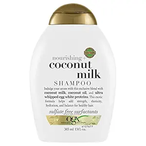 OGX Nourishing + Coconut Milk Nourishing Moisturizing Shampoo for Strong & Healthy Hair, with Coconut Milk, Coconut Oil & Egg White Protein, Paraben-Free, Sulfate-Free Surfactants 385ml