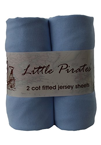 2 x Baby Cot Fitted sheet 60x120 100% Jersey Cotton - Blue