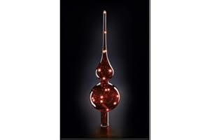 ‎LUMIX Lumix® Tree Topper Rot LED Glas Christbaumspitze 29cm Mundgeblasen mit Lichterkette Weihnachtsbaumschmuck Dekoration 1 Stück MADE IN GERMANY 76032